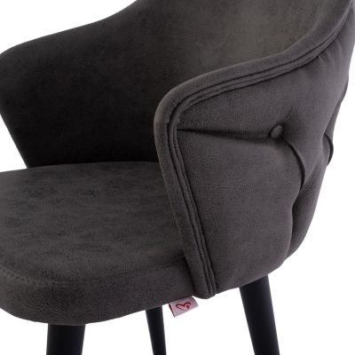 ARMCHAIR PROFESSIONAL “THERESA” HM9263.11 GREY NUBUCK FABRIC WITH WOODEN LEGS 56x60x84H CM.