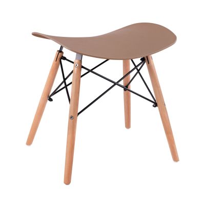 STOOL TONIA HM0109.25 BEECH WOOD LEGS-CAPPUCCINO POLYPROPYLENE SEAT 46.5x35x47Hcm.