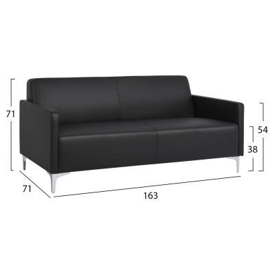 Sofa 3 seater Nellie HM3159.31 with black PU 163x71x71cm