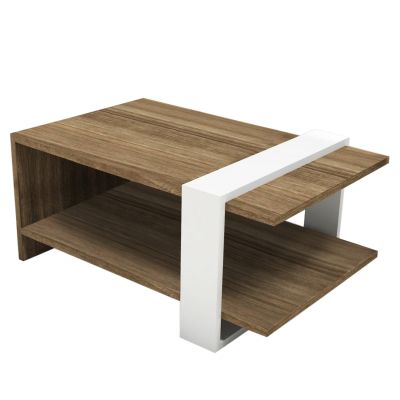 COFFEE TABLE WALNUT-WHITE COLOR HM8950.01 80x55x35 cm.