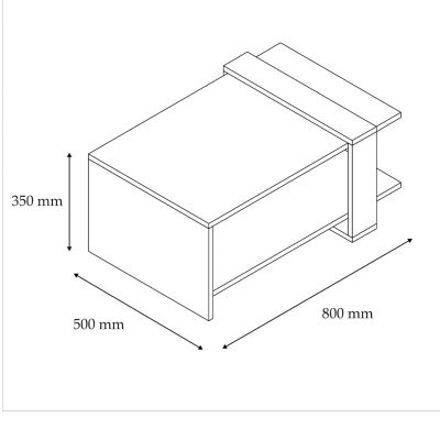 COFFEE TABLE WALNUT-WHITE COLOR HM8950.01 80x55x35 cm.