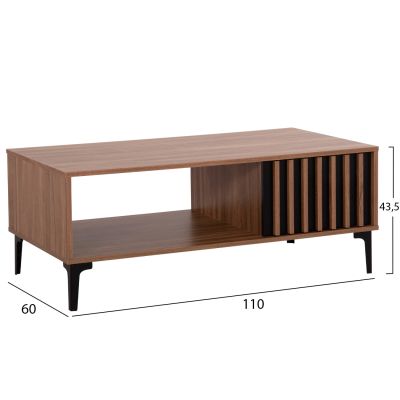 COFFEE TABLE SERIES HARRY HM18007.01 MELAMINE IN NATURAL WOOD COLOR & BLACK 110x60x43,5Hcm.