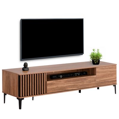 TV FURNITURE SERIES HARRY HM18008.01 MELAMINE IN NATURAL WOOD COLOR AND BLACK 200x40x47,5Hcm.