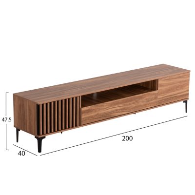 TV FURNITURE SERIES HARRY HM18008.01 MELAMINE IN NATURAL WOOD COLOR AND BLACK 200x40x47,5Hcm.