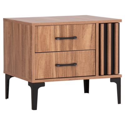 NIGHTSTAND SERIES HARRY HM2487.01 MELAMINE IN NATURAL WOOD COLOR-BLACK 55x43x48Hcm.