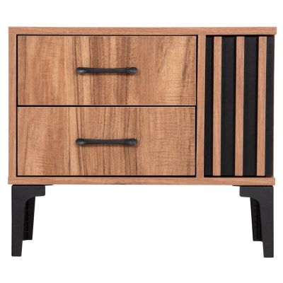 NIGHTSTAND SERIES HARRY HM2487.01 MELAMINE IN NATURAL WOOD COLOR-BLACK 55x43x48Hcm.