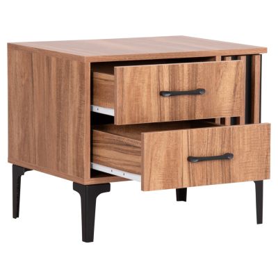 NIGHTSTAND SERIES HARRY HM2487.01 MELAMINE IN NATURAL WOOD COLOR-BLACK 55x43x48Hcm.