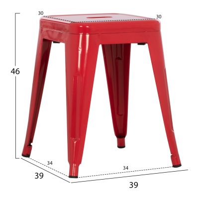 STOOL MELITA HM0096.44 METAL IN RED COLOR 39x39x46Hcm.