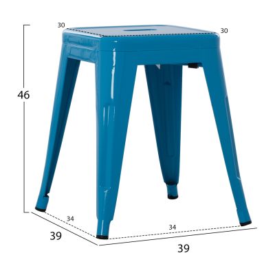 STOOL MELITA HM0096.48 METAL IN BLUE COLOR 39x39x46Hcm.