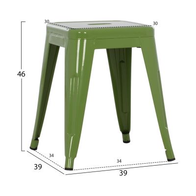 STOOL MELITA HM0096.53 METAL IN LIGHT OLIVE GREEN COLOR 39x39x46Hcm.