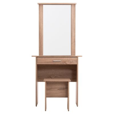 DRESSING TABLE WITH MIRROR & STOOL CRYSTEL HM9938.11 MELAMINE IN SONAMA OAK 74x39x155Hcm.