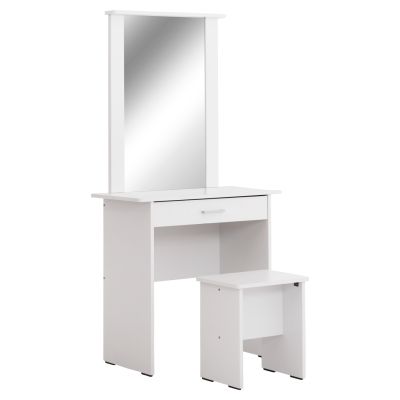 DRESSING TABLE WITH MIRROR & STOOL CRYSTEL HM9938.01 MELAMINE IN WHITE 74x39x155Hcm.