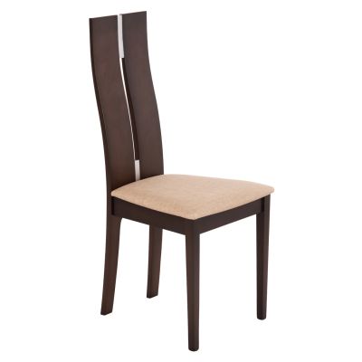 DINING CHAIR TOWER HM0071.01 SOLID WOOD IN WALNUT COLOR-BEIGE FABRIC 45x51x103Hcm.