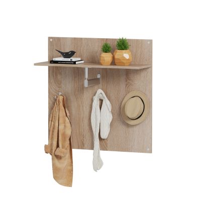 COAT HANGER WITH SHELF HM4361 MELAMINE IN SONAMA COLOR 80x80x25(shelf depth)cm.