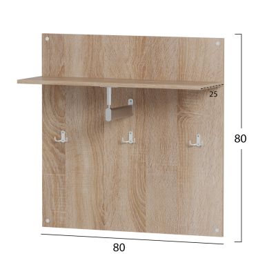 COAT HANGER WITH SHELF HM4361 MELAMINE IN SONAMA COLOR 80x80x25(shelf depth)cm.