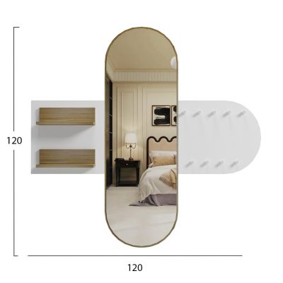 ENTRANCE FURNITURE WITH MIRROR CHERYL ΗΜ9049.12 MELAMINE WHITE-SONAMA 125x40x120Hcm.