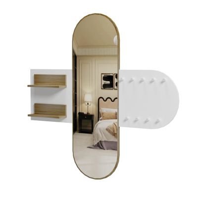 ENTRANCE FURNITURE WITH MIRROR CHERYL ΗΜ9049.12 MELAMINE WHITE-SONAMA 125x40x120Hcm.