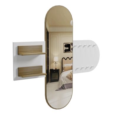 ENTRANCE FURNITURE WITH MIRROR CHERYL ΗΜ9049.12 MELAMINE WHITE-SONAMA 125x40x120Hcm.