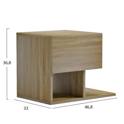 BEDSIDE NIGHTSTAND CASPIAN HM9071.12 MELAMINE IN SONAMA 46.8x33x36.8Hcm.