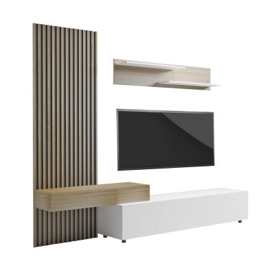 TV FURNITURE COMBO DORT HM18076.01 MELAMINE IN SONAMA-WHITE 249.5x42.2x199.5Hcm.