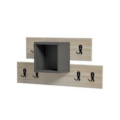 ENTRYWAY HANGER WITH SHELF SLOT HM18077.02 MELAMINE IN SONAMA-GREY 69x12x32Hcm.