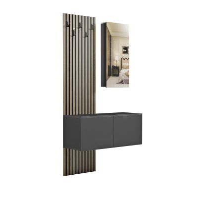 ENTRYWAY FURNITURE SET WITH MIRROR MYLES HM18080.02 MELAMINE IN SONAMA-BLACK 100x37.1x199.5Hcm.