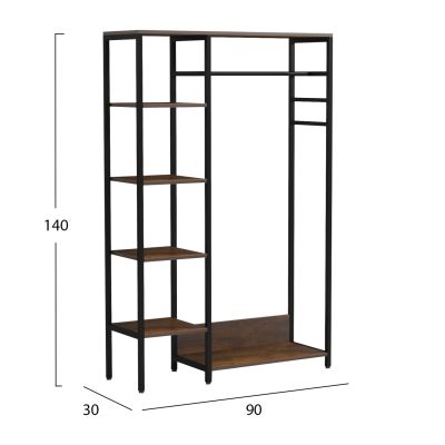 ENTRYWAY FURNITURE/OPEN ACCESS WARDROBE ARANJA HM18082 METAL-MELAMINE 90x30x140Hcm.