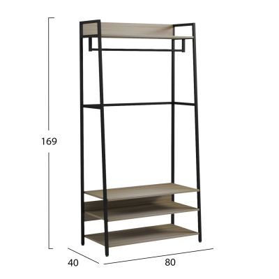 ENTRYWAY FURNITURE/OPEN ACCESS WARDROBE ARANJA HM18084 METAL-MELAMINE 84x40x169Hcm.