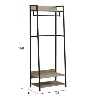 ENTRYWAY FURNITURE/OPEN ACCESS WARDROBE ARANJA HM18085 METAL-MELAMINE 64x40x169Hcm.