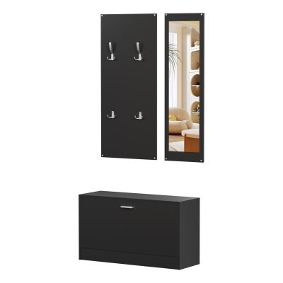 ENTRYWAY SET WITH MIRROR VERN HM2476.02 MELAMINE IN WENGE 80x27x175Hcm.