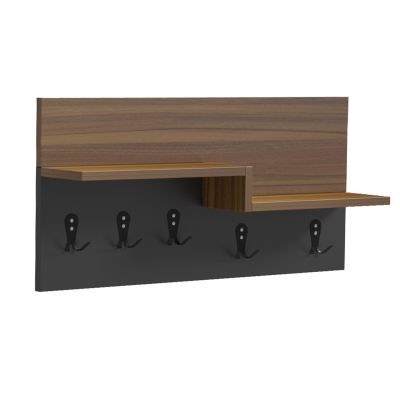 ENTRYWAY HANGER WITH SHELF NYDA HM18079.02 MELAMINE IN WALNUT-BLACK 65x13.2x31Hcm.