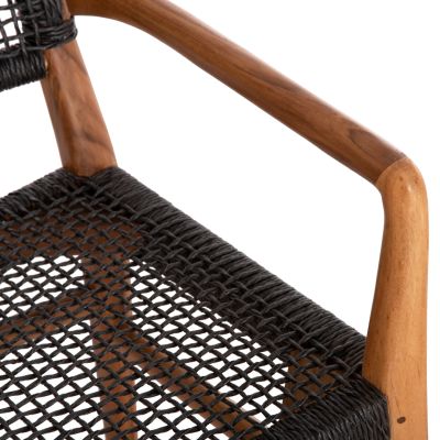 DINING ARMCHAIR ROSCO HM6132.02 TEAK WOOD-VIRO ROPE IN BLACK 56x54x79Hcm.