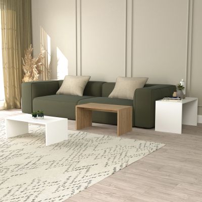 COFFEE TABLES 3PCS SET BENTIL HM9444.11 MELAMINE IN SONAMA-WHITE 65x35x45Hcm.