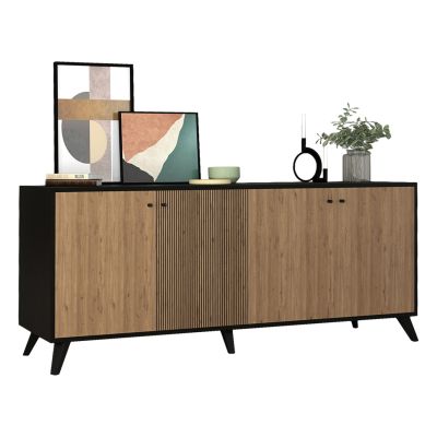 BUFFET KRUDEN HM9446.11 MELAMINE IN BLACK-NATURAL 180x40x78.6Hcm.