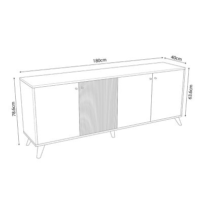 BUFFET KRUDEN HM9446.11 MELAMINE IN BLACK-NATURAL 180x40x78.6Hcm.