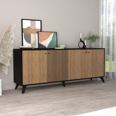 BUFFET KRUDEN HM9446.11 MELAMINE IN BLACK-NATURAL 180x40x78.6Hcm.