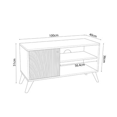 TV STAND/CABINET KRUDEN HM9443.11 MELAMINE IN BLACK-NATURAL 100x40x51Hcm.