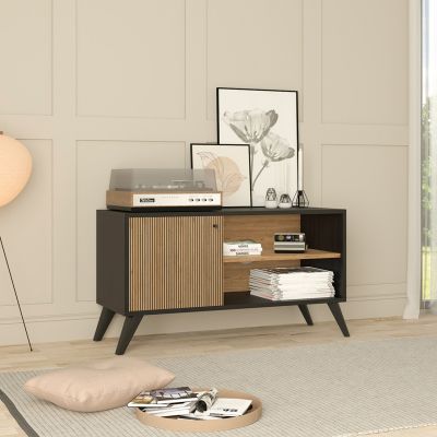 TV STAND/CABINET KRUDEN HM9443.11 MELAMINE IN BLACK-NATURAL 100x40x51Hcm.