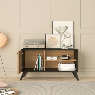 TV STAND/CABINET KRUDEN HM9443.11 MELAMINE IN BLACK-NATURAL 100x40x51Hcm.