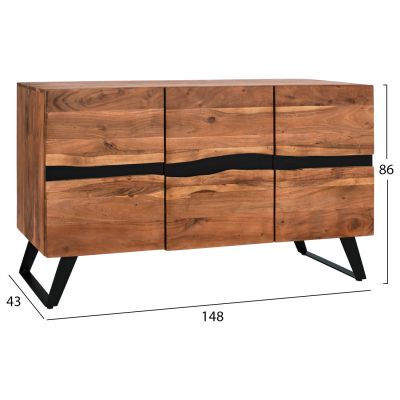 Buffet HM8173.11 Alicia from Solid acacia Wood natural 148x43x86 cm.