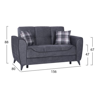 Sofa 2 seater Juana HM3166.20 Grey with dark grey detail 156x80x88 cm