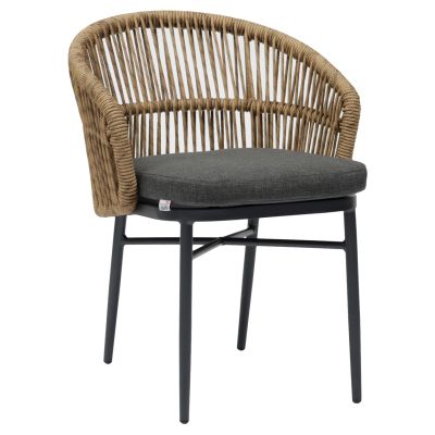 ALUMINUM DINING CHAIR ORIN HM6265.01 DARK GREY FRAME-P.E. RATTAN IN NATURAL 58x61x75Hcm.