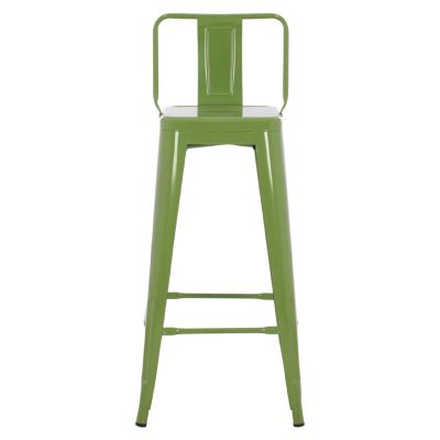 BAR STOOL WITH BACKREST MELITA-PRO HM98643.53 METAL IN LIGHT OLIVE GREEN 42x42x100Hcm.