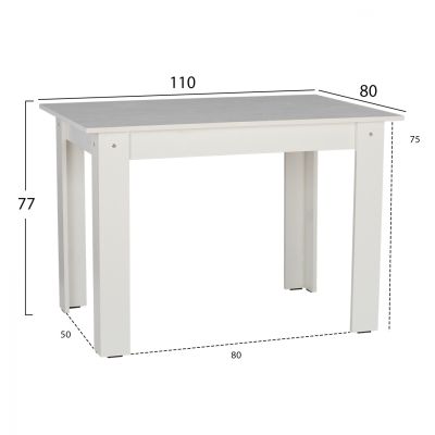 KITCHEN TABLE KELVIN HM2428.03, 110x80x77H, WHITE