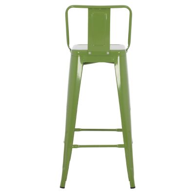 BAR STOOL WITH BACKREST MELITA-PRO HM98643.53 METAL IN LIGHT OLIVE GREEN 42x42x100Hcm.