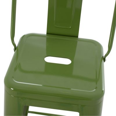 BAR STOOL WITH BACKREST MELITA-PRO HM98643.53 METAL IN LIGHT OLIVE GREEN 42x42x100Hcm.