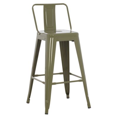 BAR STOOL MEDIUM HEIGHT MELITA-PRO HM8574.43 METAL IN DARK OLIVE GREEN 43x43x88Hcm.