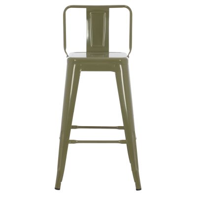 BAR STOOL MEDIUM HEIGHT MELITA-PRO HM8574.43 METAL IN DARK OLIVE GREEN 43x43x88Hcm.