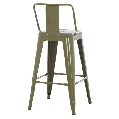 BAR STOOL MEDIUM HEIGHT MELITA-PRO HM8574.43 METAL IN DARK OLIVE GREEN 43x43x88Hcm.