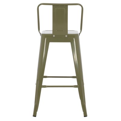 BAR STOOL MEDIUM HEIGHT MELITA-PRO HM8574.43 METAL IN DARK OLIVE GREEN 43x43x88Hcm.